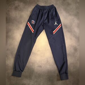 Nike Jordan x PSG Navy Blue Joggers with Red & White Stripes